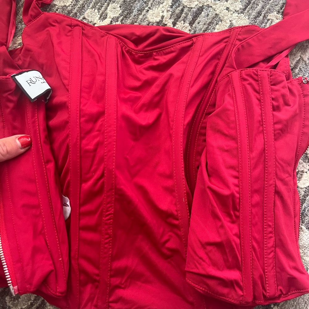 Red Tank Ruched Top Corset - Picture 4 of 6